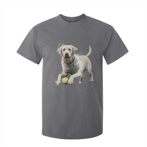 Cute Yellow Labrador Retriever With Tennis Ball T Shirt For Kid TS12 Charcoal Print Your Wear