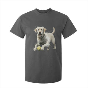 Cute Yellow Labrador Retriever With Tennis Ball T Shirt For Kid TS12 Dark Heather Print Your Wear