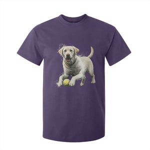Cute Yellow Labrador Retriever With Tennis Ball T Shirt For Kid TS12 Purple Print Your Wear