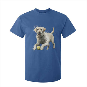 Cute Yellow Labrador Retriever With Tennis Ball T Shirt For Kid TS12 Royal Blue Print Your Wear