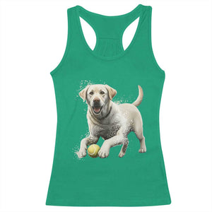 Cute Yellow Labrador Retriever With Tennis Ball Racerback Tank Top TS12 Irish Green Print Your Wear