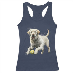 Cute Yellow Labrador Retriever With Tennis Ball Racerback Tank Top TS12 Navy Print Your Wear