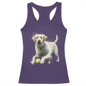 Cute Yellow Labrador Retriever With Tennis Ball Racerback Tank Top TS12 Purple Print Your Wear