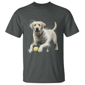 Cute Yellow Labrador Retriever With Tennis Ball T Shirt TS12 Dark Heather Print Your Wear