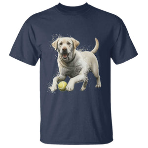 Cute Yellow Labrador Retriever With Tennis Ball T Shirt TS12 Navy Print Your Wear