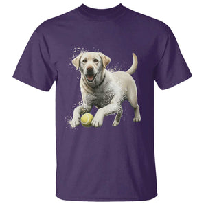 Cute Yellow Labrador Retriever With Tennis Ball T Shirt TS12 Purple Print Your Wear