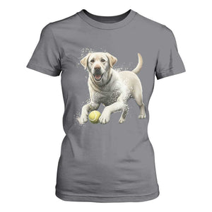 Cute Yellow Labrador Retriever With Tennis Ball T Shirt For Women TS12 Charcoal Print Your Wear