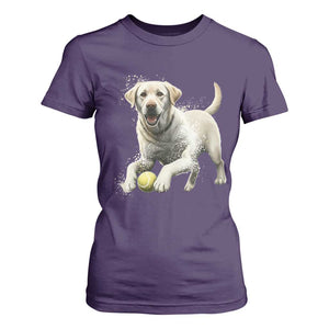 Cute Yellow Labrador Retriever With Tennis Ball T Shirt For Women TS12 Purple Print Your Wear