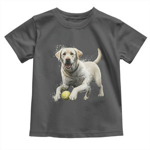 Cute Yellow Labrador Retriever With Tennis Ball Toddler T Shirt TS12 Dark Heather Print Your Wear