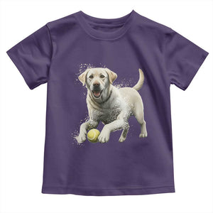 Cute Yellow Labrador Retriever With Tennis Ball Toddler T Shirt TS12 Purple Print Your Wear