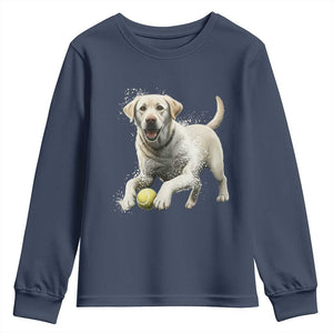 Cute Yellow Labrador Retriever With Tennis Ball Youth Sweatshirt TS12 Navy Print Your Wear