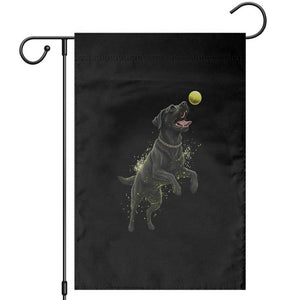 Playful Black Labrador Fetching Chasing Tennis Ball Garden Flag TS12 Black Print Your Wear