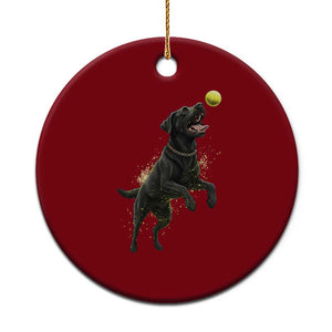 Playful Black Labrador Fetching Chasing Tennis Ball Ceramic Ornament TS12 1pc Red Print Your Wear