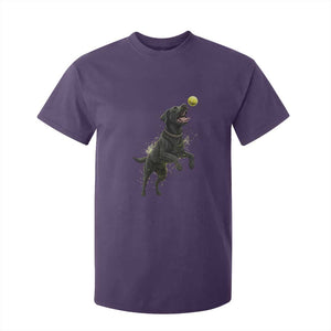 Playful Black Labrador Fetching Chasing Tennis Ball T Shirt For Kid TS12 Purple Print Your Wear