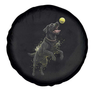 Playful Black Labrador Fetching Chasing Tennis Ball Spare Tire Cover TS12 Print Your Wear