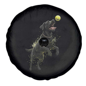 Playful Black Labrador Fetching Chasing Tennis Ball Spare Tire Cover TS12 Print Your Wear