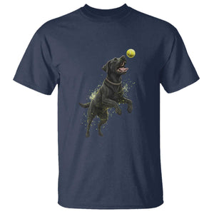 Playful Black Labrador Fetching Chasing Tennis Ball T Shirt TS12 Navy Print Your Wear