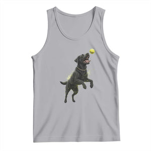 Playful Black Labrador Fetching Chasing Tennis Ball Tank Top TS12 Athletic Heather Print Your Wear