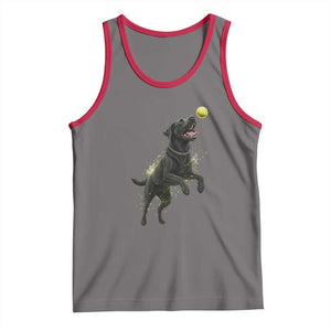Playful Black Labrador Fetching Chasing Tennis Ball Tank Top TS12 Deep Heather Red Print Your Wear