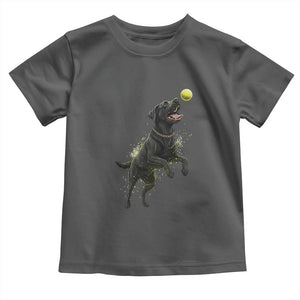 Playful Black Labrador Fetching Chasing Tennis Ball Toddler T Shirt TS12 Dark Heather Print Your Wear