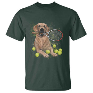 Funny Labrador Dog Playing Tennis Ball T Shirt Pet Lover Gift TS12 Dark Forest Green Print Your Wear