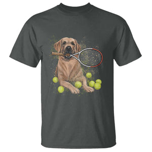 Funny Labrador Dog Playing Tennis Ball T Shirt Pet Lover Gift TS12 Dark Heather Print Your Wear