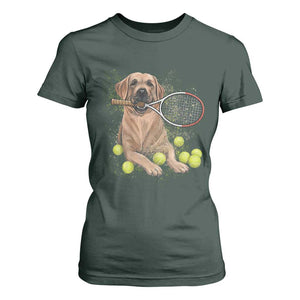 Funny Labrador Dog Playing Tennis Ball T Shirt For Women Pet Lover Gift TS12 Dark Forest Green Print Your Wear