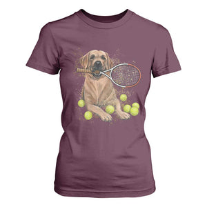 Funny Labrador Dog Playing Tennis Ball T Shirt For Women Pet Lover Gift TS12 Maroon Print Your Wear