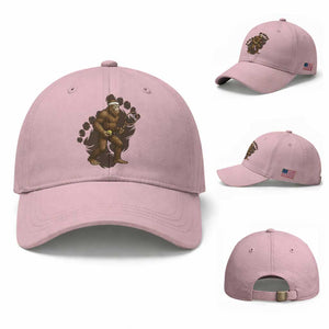 Funny Bigfoot Tennis Player Baseball Cap Folklore Cryptid Gift TS12 Baseball Cap Universal Fit Light Pink Print Your Wear