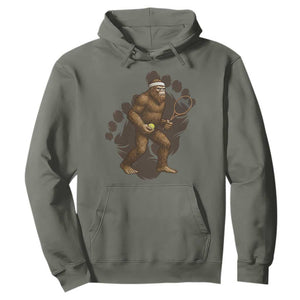 Funny Bigfoot Tennis Player Hoodie Folklore Cryptid Gift TS12 Military Green Print Your Wear