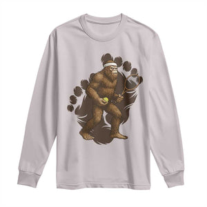 Funny Bigfoot Tennis Player Long Sleeve Shirt Folklore Cryptid Gift TS12 Ice Gray Print Your Wear