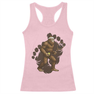 Funny Bigfoot Tennis Player Racerback Tank Top Folklore Cryptid Gift TS12 Light Pink Print Your Wear