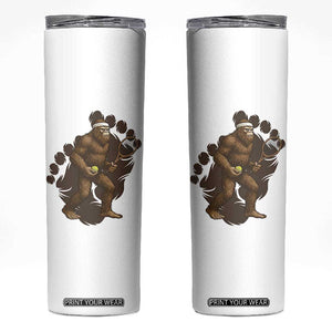 Funny Bigfoot Tennis Player Skinny Tumbler Folklore Cryptid Gift TS12 White Print Your Wear