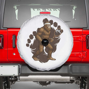 Funny Bigfoot Tennis Player Spare Tire Cover Folklore Cryptid Gift TS12 White Print Your Wear