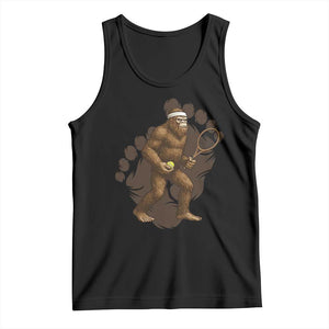 Funny Bigfoot Tennis Player Tank Top Folklore Cryptid Gift TS12 Black Print Your Wear