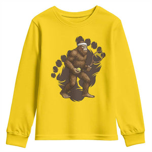 Funny Bigfoot Tennis Player Youth Sweatshirt Folklore Cryptid Gift TS12 Daisy Print Your Wear