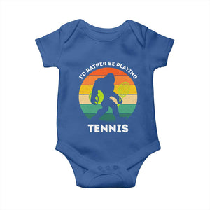 Id Rather Be Playing Tennis Baby Onesie Vintage Retro Bigfoot Tennis Player Gift TS12 Royal Blue Print Your Wear