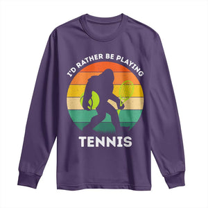 Id Rather Be Playing Tennis Long Sleeve Shirt Vintage Retro Bigfoot Tennis Player Gift TS12 Purple Print Your Wear