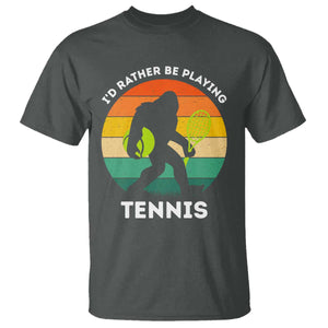Id Rather Be Playing Tennis T Shirt Vintage Retro Bigfoot Tennis Player Gift TS12 Dark Heather Print Your Wear