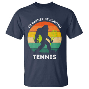 Id Rather Be Playing Tennis T Shirt Vintage Retro Bigfoot Tennis Player Gift TS12 Navy Print Your Wear