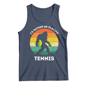 Id Rather Be Playing Tennis Tank Top Vintage Retro Bigfoot Tennis Player Gift TS12 Navy Print Your Wear