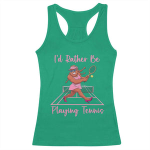 Funny Sexy Bigfoot Playing Tennis Racerback Tank Top Gift For Girls TS12 Irish Green Print Your Wear