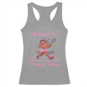Funny Sexy Bigfoot Playing Tennis Racerback Tank Top Gift For Girls TS12 Sport Gray Print Your Wear
