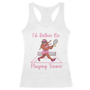 Funny Sexy Bigfoot Playing Tennis Racerback Tank Top Gift For Girls TS12 White Print Your Wear