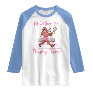Funny Sexy Bigfoot Playing Tennis Raglan Shirt Gift For Girls TS12 White Carolina Blue Print Your Wear