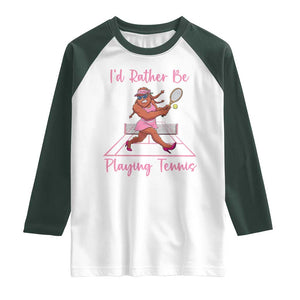 Funny Sexy Bigfoot Playing Tennis Raglan Shirt Gift For Girls TS12 White Dark Forest Green Print Your Wear