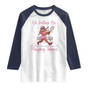 Funny Sexy Bigfoot Playing Tennis Raglan Shirt Gift For Girls TS12 White Navy Print Your Wear