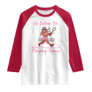Funny Sexy Bigfoot Playing Tennis Raglan Shirt Gift For Girls TS12 White Red Print Your Wear