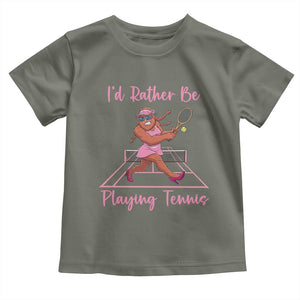 Funny Sexy Bigfoot Playing Tennis Toddler T Shirt Gift For Girls TS12 Military Green Print Your Wear