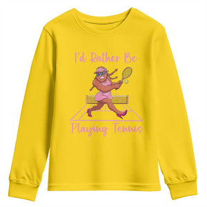 Funny Sexy Bigfoot Playing Tennis Youth Sweatshirt Gift For Girls TS12 Daisy Print Your Wear